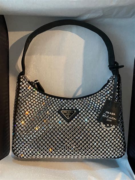 women's prada satin mini-bag with artificial crystals|satin crystal mini bag.